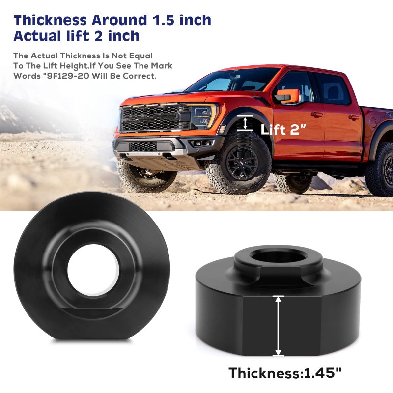 KSP PERFORMANCE KSP 2"" Leveling Lift Kits Compatible with Ford  Front Strut Spring Spacers with 5/8"" Stud Extenders Work on 1981-1996 F150/1983-1996 Ranger/1983-1996 Bronco II (4WD only) - Image 3